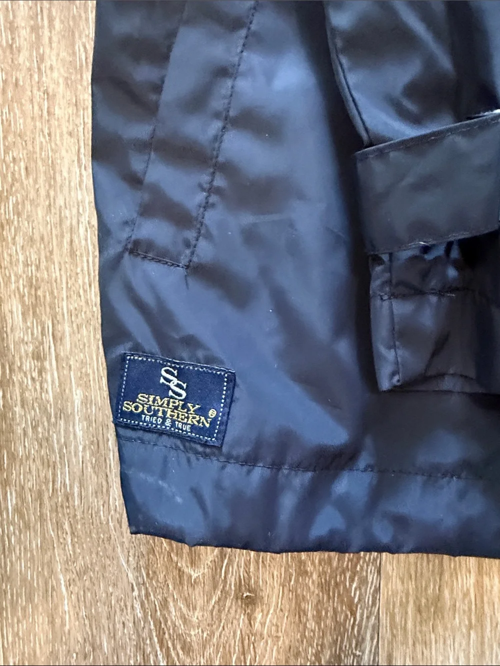 Simply Southern Navy Kids Hooded Raincoat with Reflective Trim